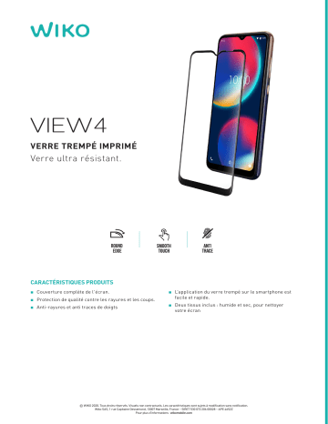 Product information | Wiko View 4 Verre trempé Protège écran Product fiche | Fixfr