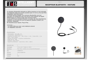 Product information | TNB Voiture Bluetooth Transmetteur FM Product fiche | Fixfr