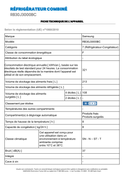 Samsung RB30J3000BC/EF Réfrigérateur combiné Product fiche