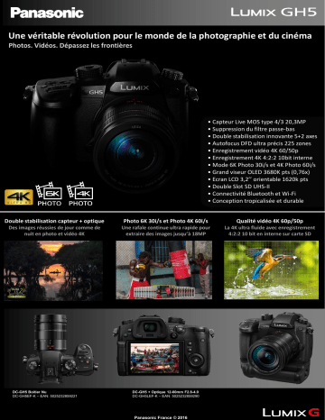 Product information | Panasonic DC-GH5 noir + 12-60mm Appareil photo Hybride Product fiche | Fixfr
