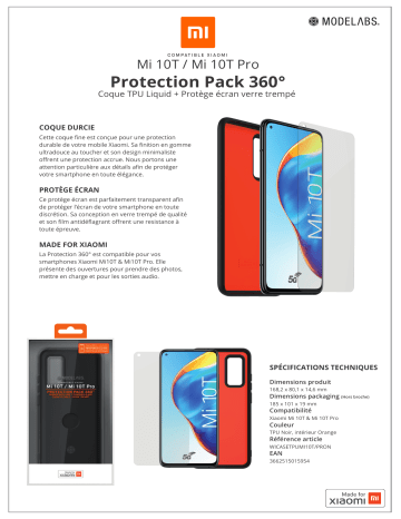 Product information | Xiaomi Mi 10T/Pro Coque + Verre trempé Coque Product fiche | Fixfr