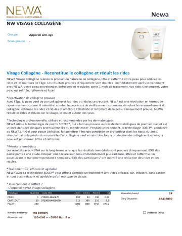 Product information | Newa anti-age visage Appareil anti rides Product fiche | Fixfr