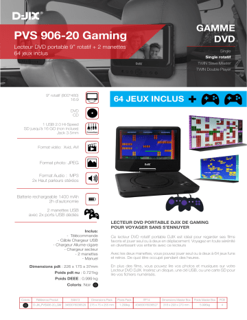 Product information | D-Jix PVS 906-20 Rotatif Gaming Lecteur DVD portable Product fiche | Fixfr