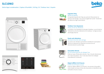 Product information | Beko SLC10W2 Sèche linge à condensation Manuel utilisateur | Fixfr