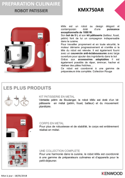 Kenwood KMX750AR Kmix rouge Robot pâtissier Product fiche