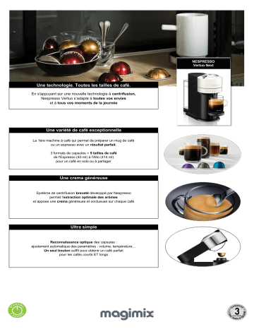 Product information | Magimix 11706 VERTUO NEXT BLANC Nespresso Vertuo Product fiche | Fixfr