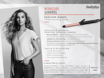 Product information | Babyliss C450E ROSE QUARTZ 19MM TONG Fer à boucler Product fiche | Fixfr