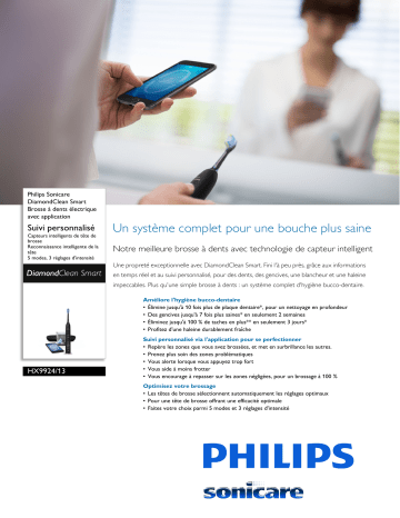 Product information | Philips Sonicare Diamond clean noir HX9924/13 Brosse à dents électrique Product fiche | Fixfr
