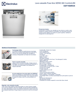 Electrolux ESF7506ROX Comfortlift Lave vaisselle 60 cm Product fiche