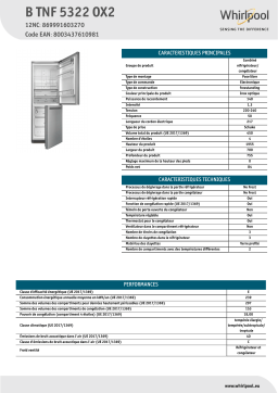 Whirlpool BTNF5322OX2 Réfrigérateur combiné Product fiche