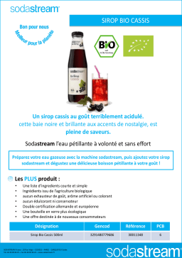 Sodastream Bio CASSIS 500 ml Concentré Product fiche