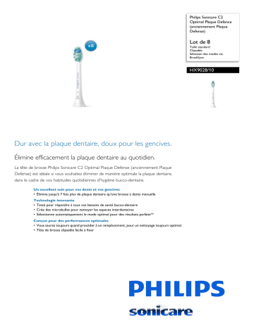 Product information | Philips Sonicare - HX9028/10 Brossette dentaire Product fiche | Fixfr