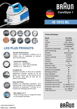 Braun IS1012BL Centrale vapeur Product fiche