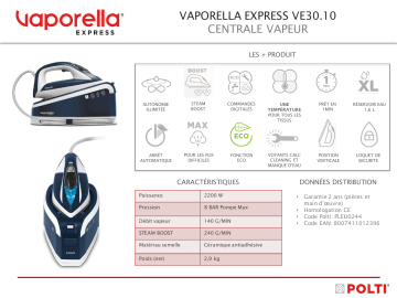 Product information | Polti Vaporella Express VE 30.10 Fer à repasser Product fiche | Fixfr