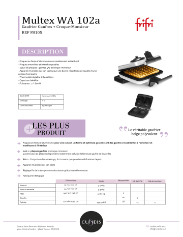 Product information | Frifri Multex WA102a 4x7 + Croque Gaufrier, croque monsieur Product fiche | Fixfr