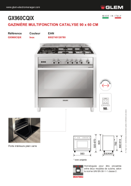 Glem GX960CQIX Piano de cuisson gaz Product fiche