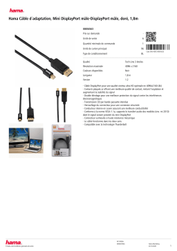 Hama mini DisplayPort - DisplayPort 1.8 Câble Mini Display Port Product fiche