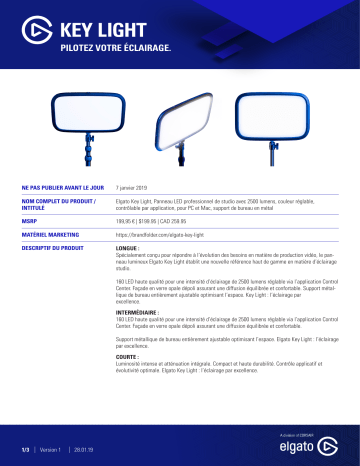 Product information | Elgato Key Light Lampe Product fiche | Fixfr