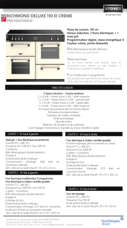 Product information | Stoves RICHMOND DELUXE 110 EI CREME Piano de cuisson Product fiche | Fixfr