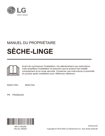 Manuel du propriétaire | LG RH9V72IX Sèche linge pompe à chaleur Owner's Manual | Fixfr