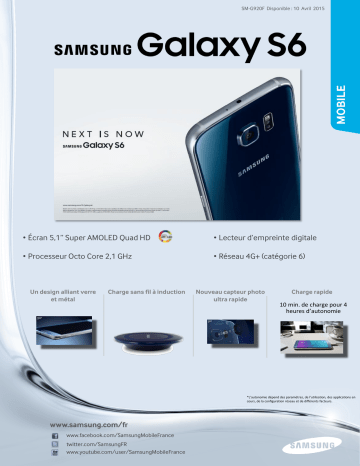 Product information | Samsung Galaxy S6 32go Or Stellaire Smartphone Product fiche | Fixfr