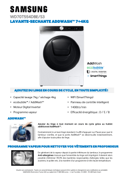 Samsung WD70T554DBE Lave linge séchant hublot Product fiche