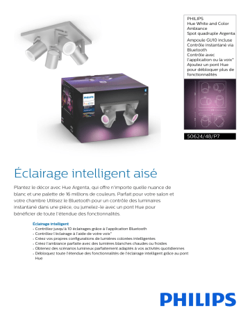 Product information | Philips HW&CA ARGENTA Spot carré 4x5.7W - Alum Luminaire Product fiche | Fixfr