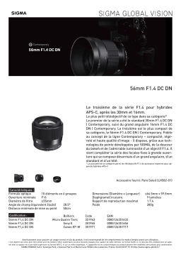 Sigma 56mm F1.4 DC Contemporary Canon EF-M Objectif pour Hybride Product fiche