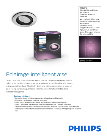 Product information | Philips HW&CA CENTURA Spot encastré rond 1x5.7W Luminaire Product fiche | Fixfr