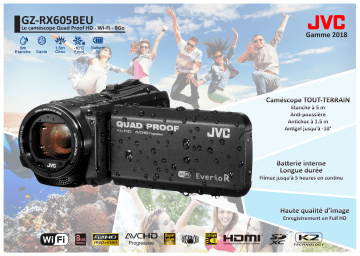 Product information | JVC GZ-RX605 Noir + Etui + SD 16Go Caméscope Manuel utilisateur | Fixfr