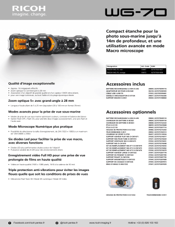Product information | Ricoh RICOH WG-70 Black Appareil photo Compact Product fiche | Fixfr