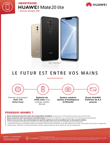 Product information | Huawei Mate 20 Lite Noir Smartphone Product fiche | Fixfr