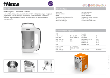 Product information | Tristar BL-4457 Blender chauffant Product fiche | Fixfr