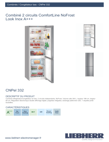 Product information | Liebherr CNPel332-21 Réfrigérateur combiné Product fiche | Fixfr