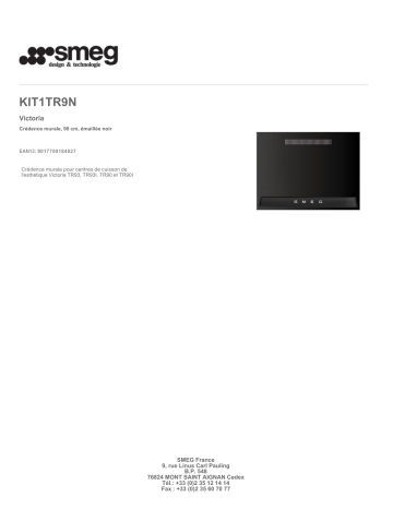 Product information | Smeg credence 90 cm noire KIT1TR9N Crédence Product fiche | Fixfr