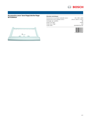 Product information | Bosch WTZ20410 Kit de superposition Product fiche | Fixfr