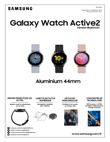 Product information | Samsung Galaxy Watch Active2 Noir Alu 44mm Montre connectée Product fiche | Fixfr