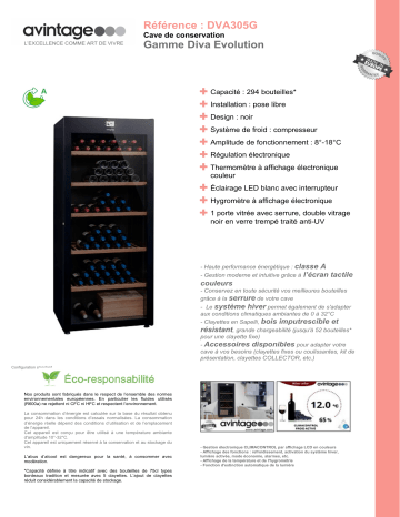 Product information | Avintage DVA305G Cave à vin vieillissement Product fiche | Fixfr