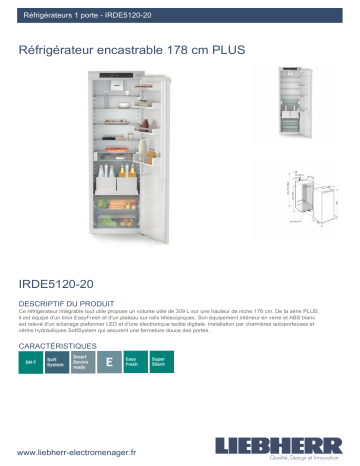 Product information | Liebherr IRDE5120-20 Réfrigérateur 1 porte encastrable Product fiche | Fixfr