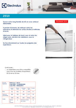 Electrolux ZE121 Suceur extra long pour PUREF9 Suceur Product fiche