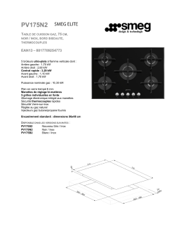 Smeg PV175N2 Table gaz Product fiche