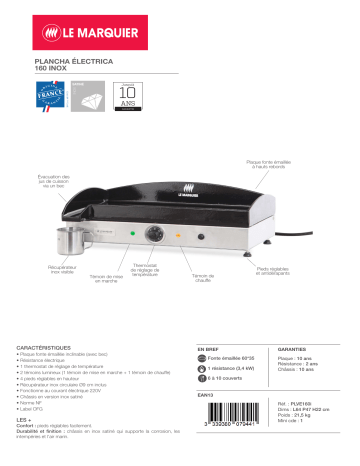 Product information | Le Marquier Vintage Electrica 160 inox Plancha électrique Product fiche | Fixfr