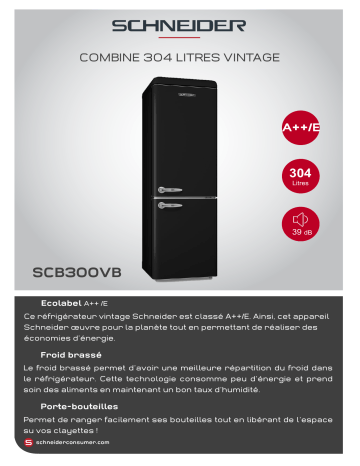 Product information | Schneider SCB300VB Réfrigérateur combiné Product fiche | Fixfr