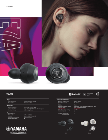 Product information | Yamaha TW-E7A Noir Ecouteurs Product fiche | Fixfr