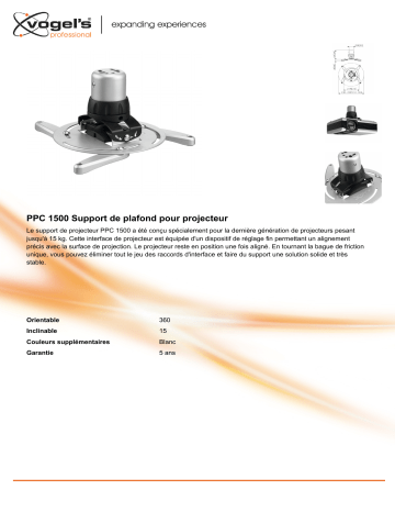 Product information | Vogel's PPC1500 Silver Plafond Support vidéoprojecteur Product fiche | Fixfr