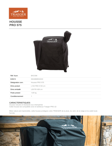 Product information | Traeger pour PRO575 Housse barbecue Product fiche | Fixfr