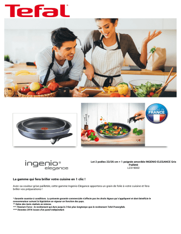 Product information | Tefal Ingenio elegance 22 et 26 cm + pgnée Batterie de cuisine Product fiche | Fixfr