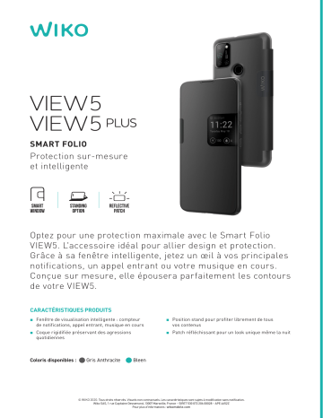 Product information | Wiko View 5/Plus gris Etui Product fiche | Fixfr