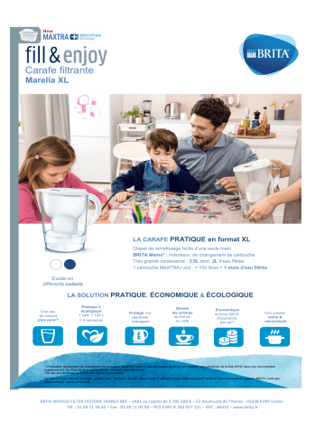 Marella XL blanc + 1 cartouche Maxtra+ | Product information | Brita MARELLA XL bleu + 1 cartouche Maxtra+ Carafe filtrante Product fiche | Fixfr