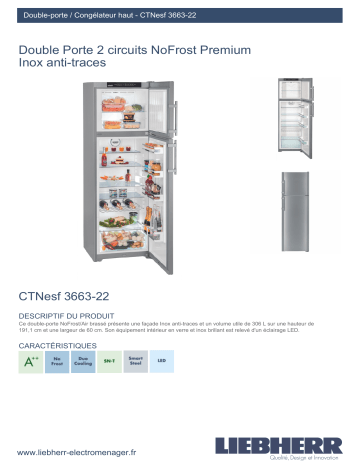 Product information | Liebherr CTNESF3663-22 Réfrigérateur 2 portes Product fiche | Fixfr